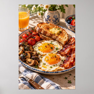 Classic Breakfast with Sunny Side Up Eggs and Baco Poster