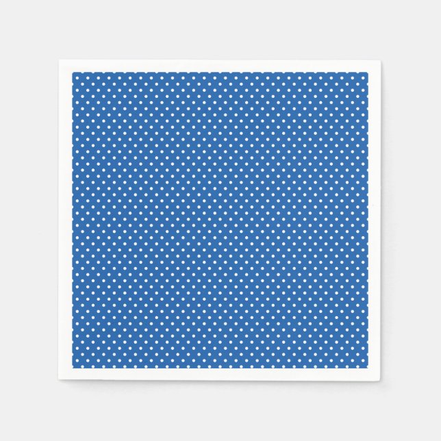 Classic Bright Blue and White Polka Dot Napkins (Front)