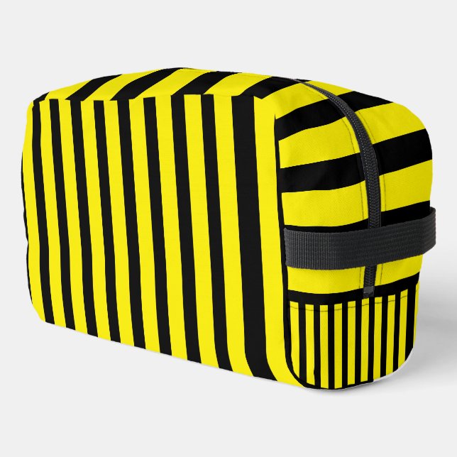 Classic Bright Yellow and Black Striped Dopp Kit (Left Corner)