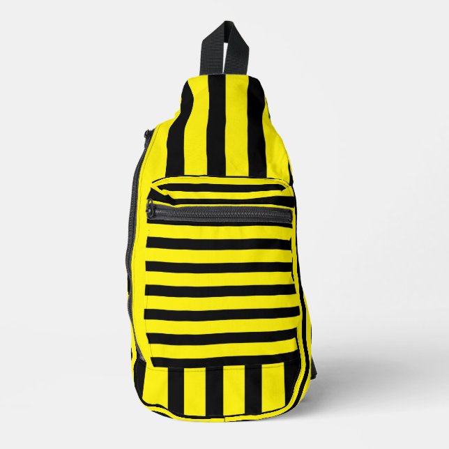 Classic Bright Yellow and Black Striped Sling Bag (Front)