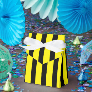 Classic Bright Yellow and Black Striped Tent Favor Box