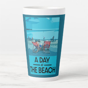 Classic British Beach Art British Sea Side Servin Latte Mug