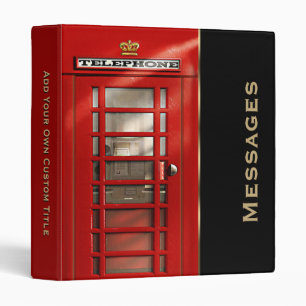 Classic British Red Telephone Box Personalized Binder