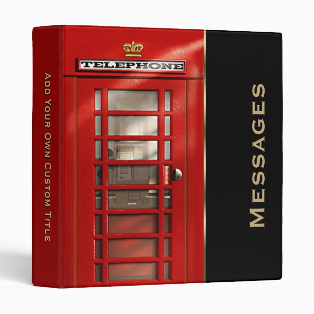 Classic British Red Telephone Box Personalized Binder (Front/Spine)