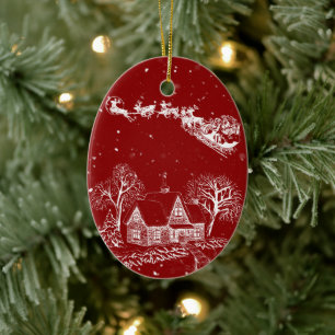 Classic British Toile Christmas Ornament: A Tribut Ceramic Ornament