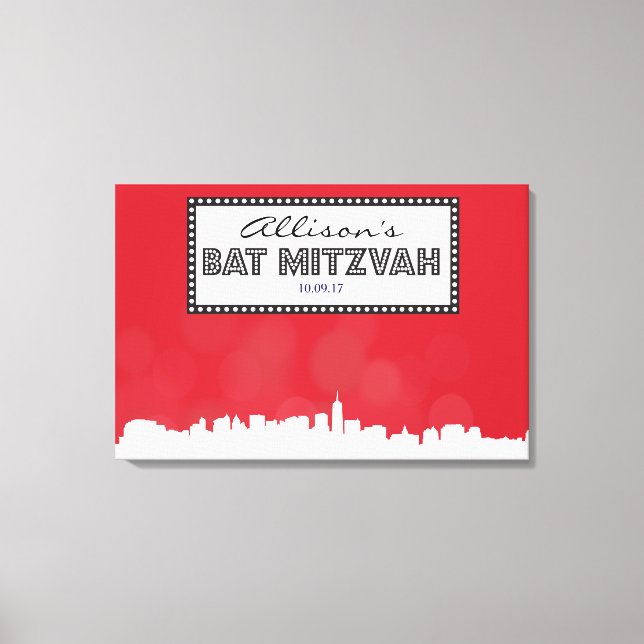 CLASSIC BROADWAY Bar Bat Mitzvah Sign In Board (Front)