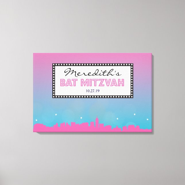 CLASSIC BROADWAY Bar Bat Mitzvah Sign In Board (Front)