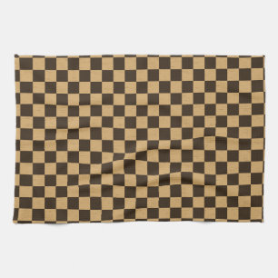 Classic Brown and Beige Chequerboard Kitchen Towel