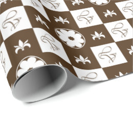 Classic Brown and White Chequered Pattern Wrapping Paper