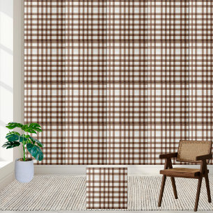Classic Brown and White Gingham Chequered Tile