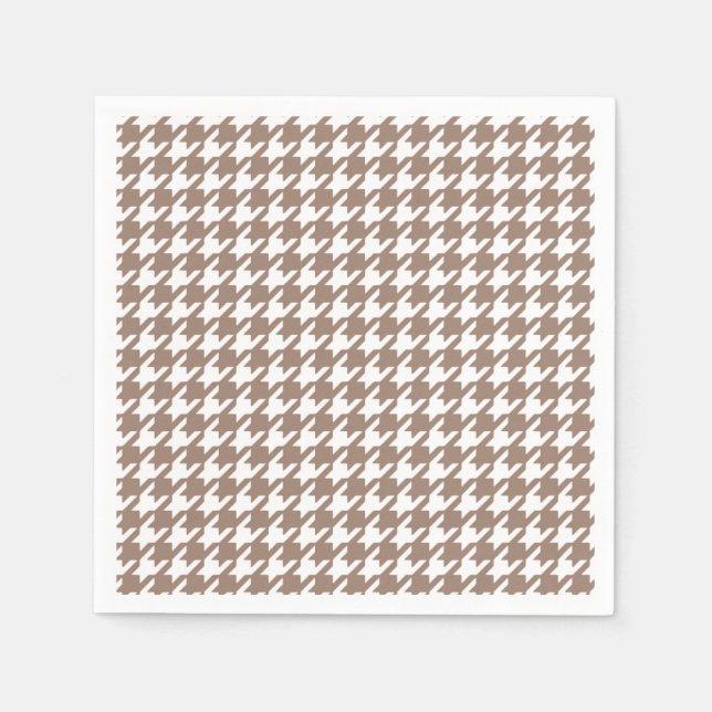 Classic Brown and White Houndstooth Pattern Napkin (Front)