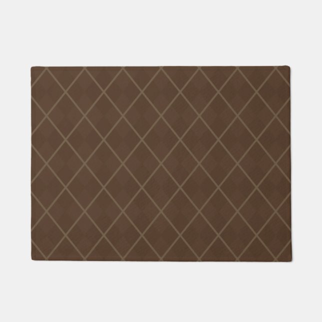Classic Brown Argyle Welcome Mat Doormat Rug (Front)