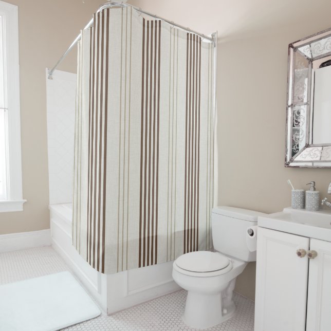 Classic Brown Beige Ticking Stripe Pattern (In Situ)