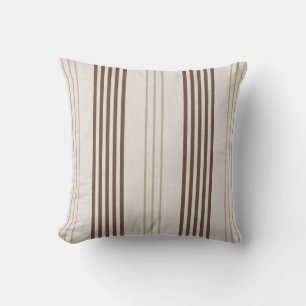Classic Brown Beige Ticking Stripe Pattern Throw Pillow