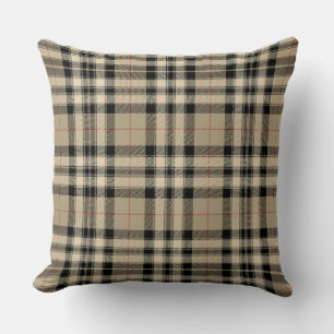 Classic Brown Black  Plaid  Throw Pillow