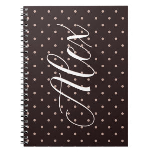Classic Brown Boho Polka Dot Pattern Graphic Notebook