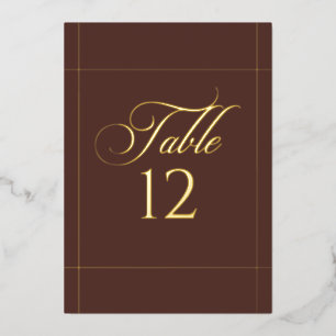 Classic Brown Border Wedding Table Number Sign