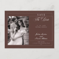 Classic Brown Calligraphy Photo Save The Date