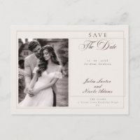 Classic Brown Calligraphy Photo Save The Date