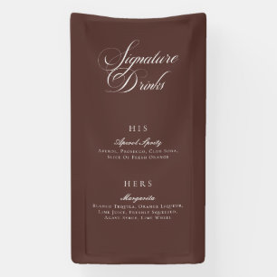 Classic Brown Calligraphy Signature Drinks Menu Banner