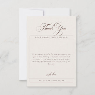 Classic Brown Calligraphy Simple Photo Thank You Invitation