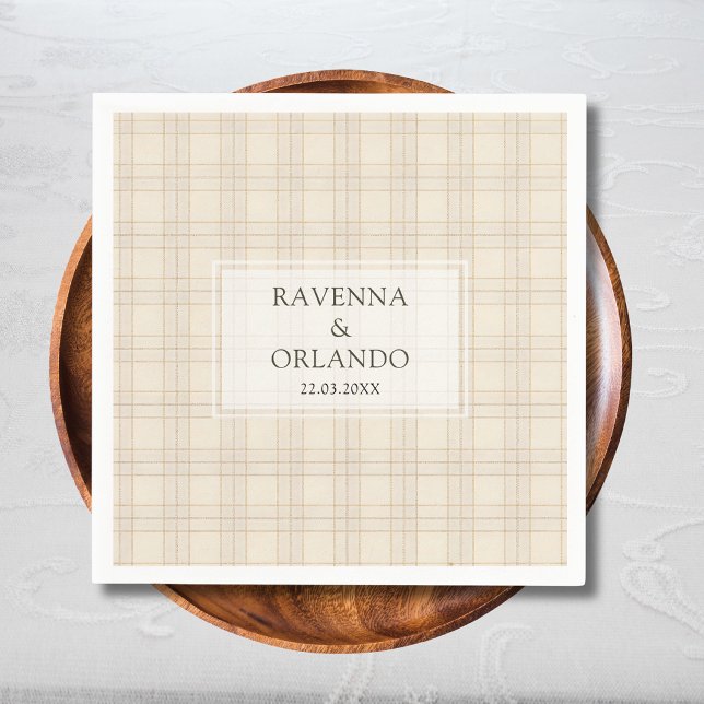 Classic Brown Cappuccino Plaid Rustic Wedding Napkin (Creator Uploaded)