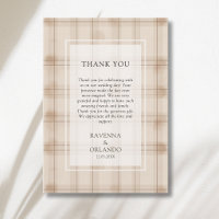 Classic Brown Cappuccino Plaid Thank You Card