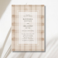 Classic Brown Cappuccino Plaid Vintage Wedding