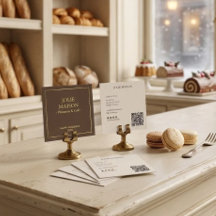 Classic Brown Cream Stripes Parisian Bakery QR