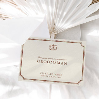 Classic Brown & Ecru Groomsman Proposal Card
