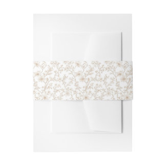 Classic Brown Floral Toile Invitation Belly Band