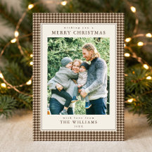 Classic Brown Houndstooth Christmas Photo