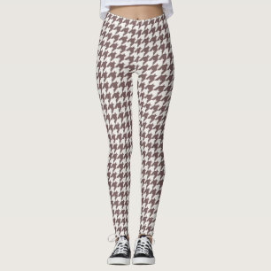 Classic Brown Houndstooth Motif Leggings