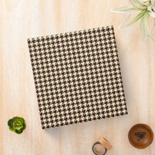 Classic Brown Ivory Pepita Houndstooth Pattern    Binder