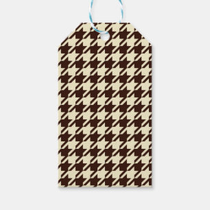 Classic Brown Ivory Pepita Houndstooth Pattern Gift Tags