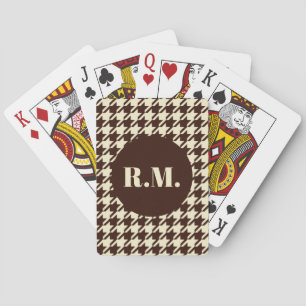Classic Brown Ivory Pepita Houndstooth Pattern Playing Cards