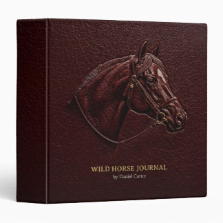 Classic Brown Leather Horse Head Equestrian Binder