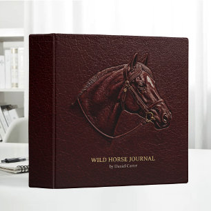 Classic Brown Leather Horse Head Equestrian Binder