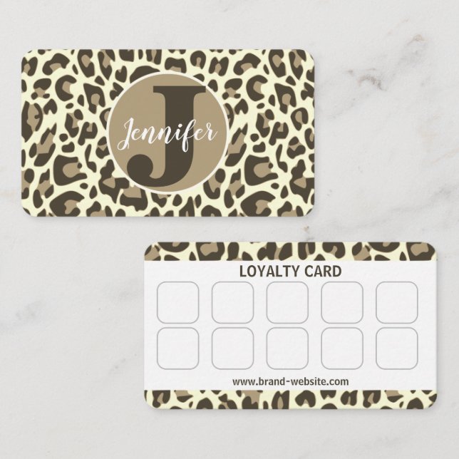 Classic Brown Leopard Print Rockabilly Pattern Business Card (Front/Back)