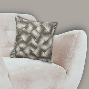Classic Brown Nested Squares Pattern Throw Pillow