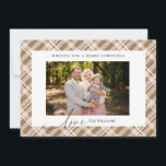 Classic Brown Tartan Plaid Two Photos Christmas Holiday Card<br><div class="desc">Spread holiday cheer to family and friends this season with our Classic Adorable brown tan Tartan Plaid Custom Photos Christmas Holiday Card. Featuring a timeless light brown gingham plaid design, this card is perfect for showcasing your favourite photo, creating a truly personal touch. The Word Love is in calligraphy font...</div>