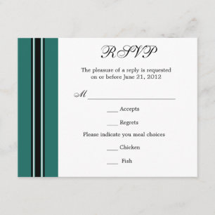 Classic Brown Teal RSVP Card