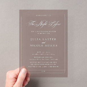 Classic Brown The Night Before Rehearsal Dinner Acrylic Invitations