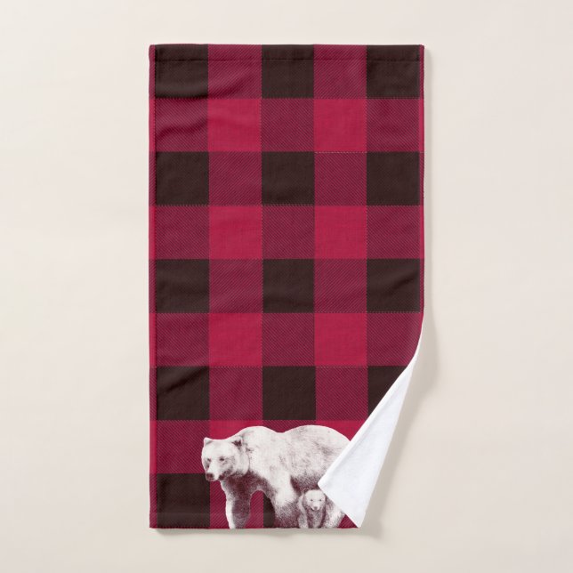 Classic Buffalo Check Mama Bear Bath Towel Set (Hand Towel)