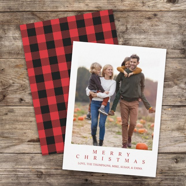 Classic Buffalo Check Merry Christmas Photo Holiday Card (Creator Uploaded)