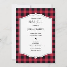 Classic Buffalo Plaid Black Red Bridal Shower