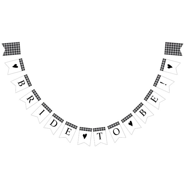 Classic Buffalo Plaid Black White Bridal Shower Bunting Flags (All)