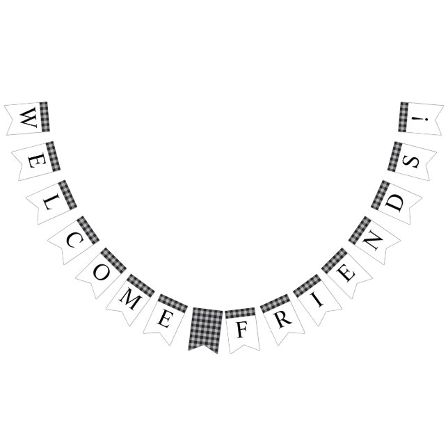 Classic Buffalo Plaid Black White Event Welcome Bunting Flags (All)