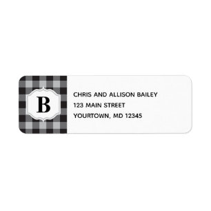 Classic Buffalo Plaid Check Black Grey Monogramme