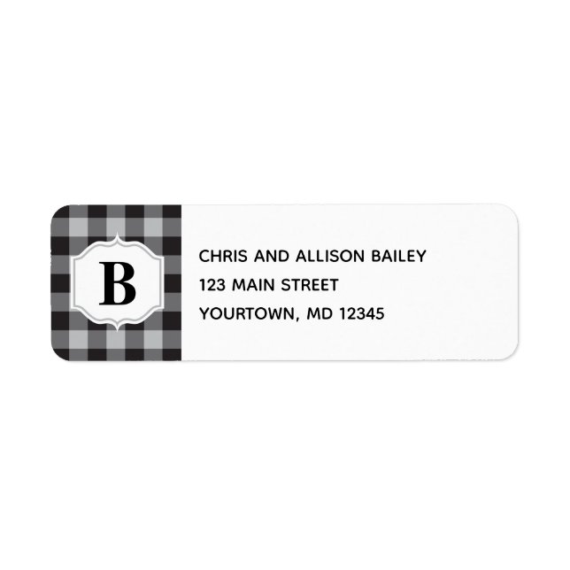 Classic Buffalo Plaid Check Black Grey Monogramme (Devant)